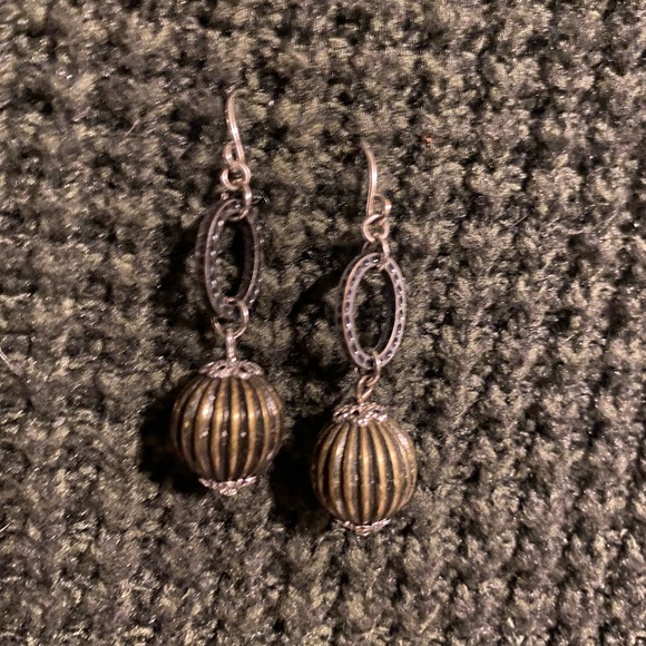 Premier Designs Silver and Gold Dangle Earrings - Picture 1 of 4